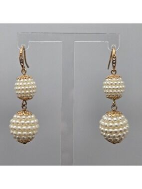 ✨2/$10✨ Gold & White Beaded Faux Pearl Drop Earrings